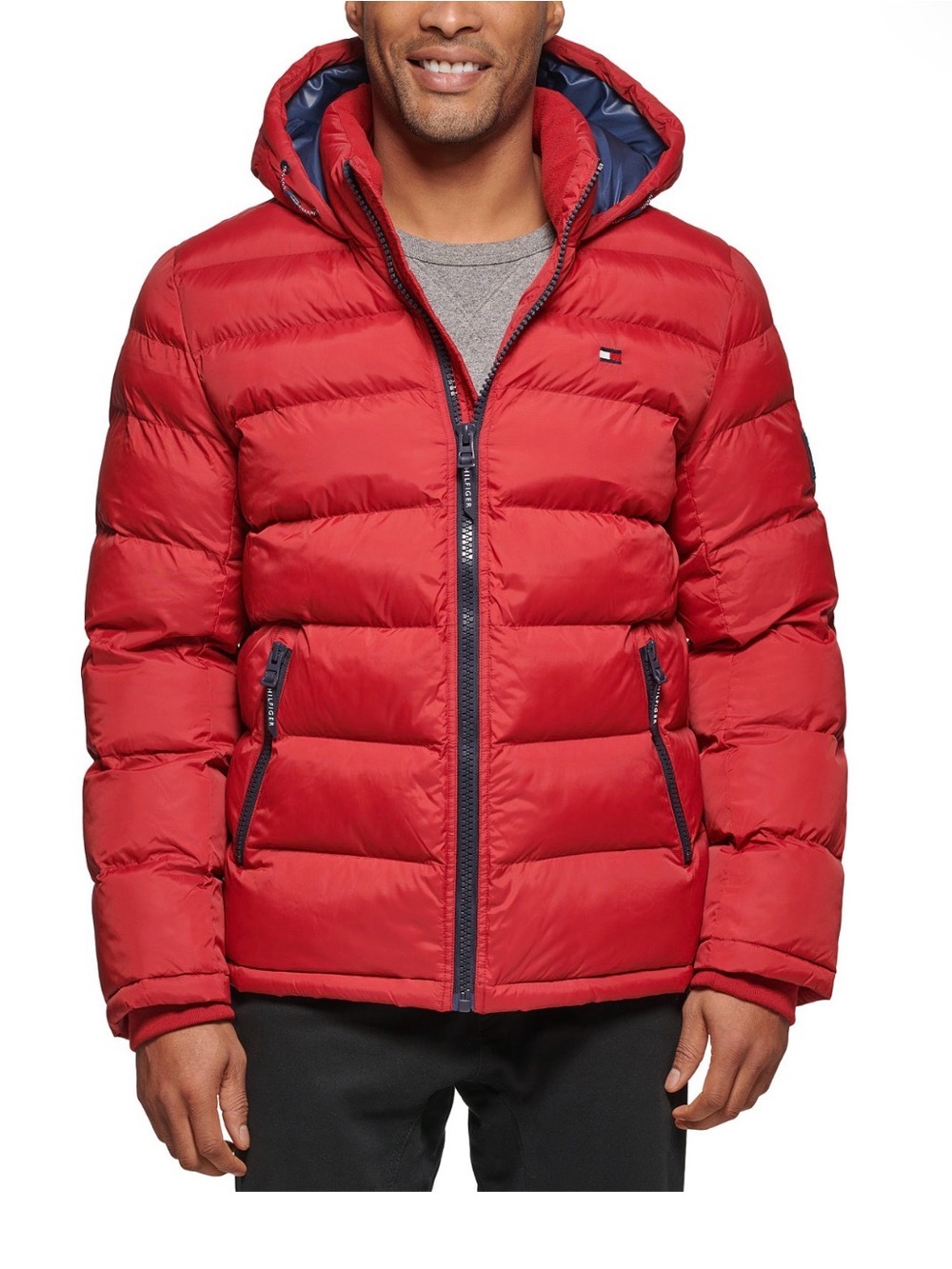 New Tommy Hilfiger Men's Red Hooded Quilted Puffer Jacket size XL/ 225$